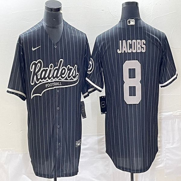 Men's Las Vegas Raiders #8 Josh Jacobs Nike Cool Base Blue Jersey