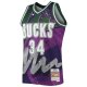 Men's Milwaukee Bucks Ray Allen Mitchell & Ness Purple Hardwood Classics 2000/01 Hyper Hoops Swingman Jersey