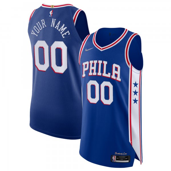 Men's Philadelphia 76ers Nike Royal 2021/22 Diamond Custom Jersey - Icon Edition