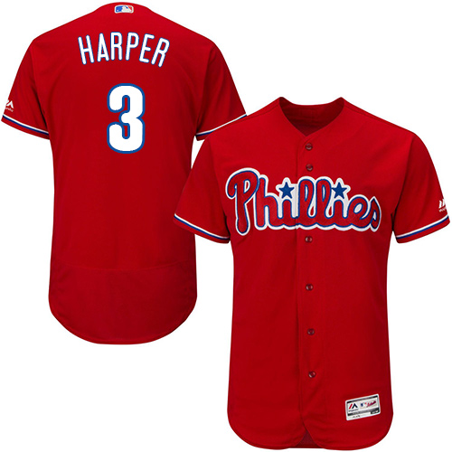 Philadelphia Phillies #3 Bryce Harper Red Flexbase Collection Stitched MLB Jersey