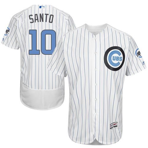 Chicago Cubs #10 Ron Santo White(Blue Strip) Flexbase Collection 2016 Father's Day Stitched MLB Jersey