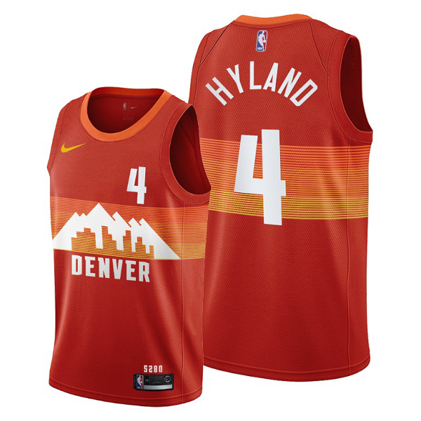 Men's Denver Nuggets #4 Nah'Shon Hyland Orange 2021 NBA Draft City Edition Jersey