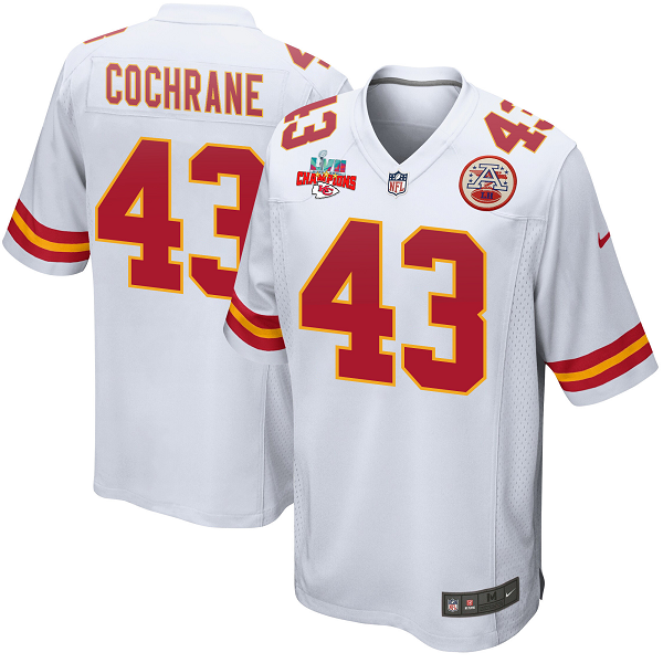 Jack Cochrane #43 Kansas City Chiefs Super Bowl LVII Champions 3 Stars Men's Game White NFL Jersey