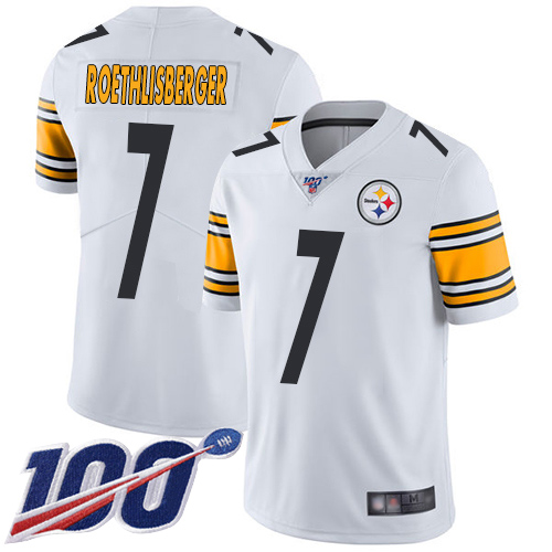 Pittsburgh Steelers #7 Ben Roethlisberger White Men's Stitched NFL 100th Season Vapor Limited Jersey