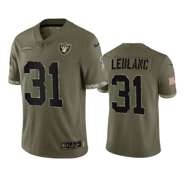 Men's Las Vegas Raiders #31 Cre'Von LeBlanc Nike Olive 2022 Salute To Service NFL Jersey