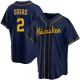 Men's Milwaukee Brewers #2 Luis Urias Navy MLB Alternate Jersey