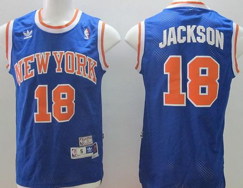 Men's New York Knicks #18 Phil Jackson Blue Throwback Stitched NBA Jersey