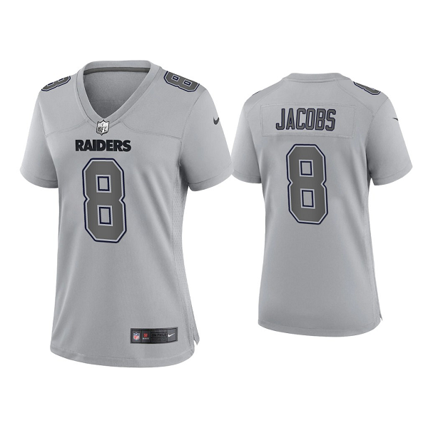 WoMen's Las Vegas Raiders Josh Jacobs Gray Atmosphere Fashion Game Jersey