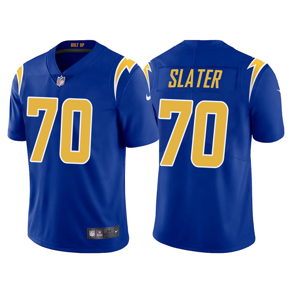 Men's Nike Los Angeles Chargers #70 Rashawn Slater Royal 2021 NFL Draft Vapor Limited Jersey