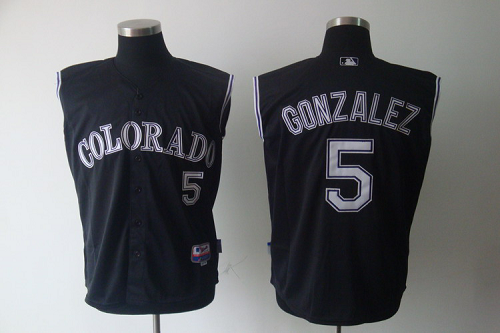 Colorado Rockies #5 Carlos Gonzalez Black Vest Style Stitched MLB Jersey