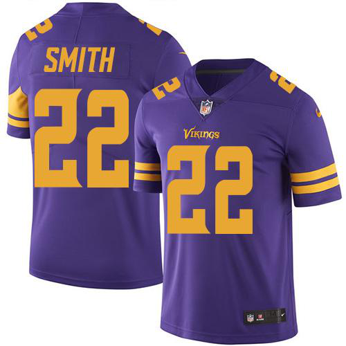 Nike Minnesota Vikings #22 Harrison Smith Purple Men's Stitched NFL Limited New Color Rush Jersey