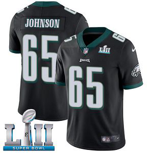 Men's Nike NFL Philadelphia Eagles #65 Lane Johnson Limited Alternate Black Vapor Untouchable Super Bowl LII Jersey