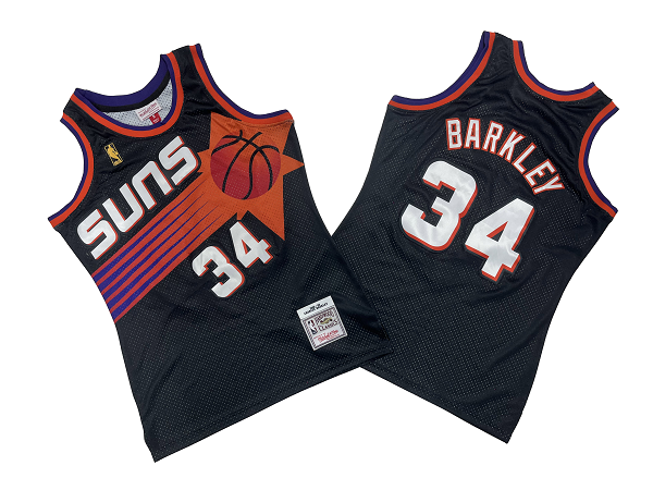 Men's Phoenix Suns #34 Charles Barkley 1992-93 Black Mitchell and Ness NBA Jersey