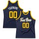 Men's Custom Navy Gold-White Authentic Throwback Basketball Jersey