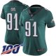 Women's Philadelphia Eagles #91 Fletcher Cox Midnight Green Team ColorStitched NFL 100th Season Vapor Limited Jersey