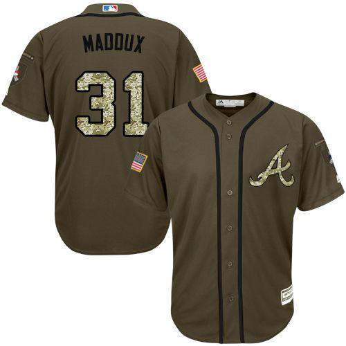 Atlanta Braves #31 Greg Maddux Green Salute to Service Stitched MLB Jersey