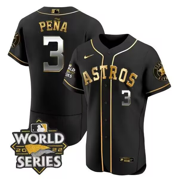 Men's Houston Astros#3 Jeremy Pena Altuve 2022 World Series Player All Stitched Flex Base MLB Jersey