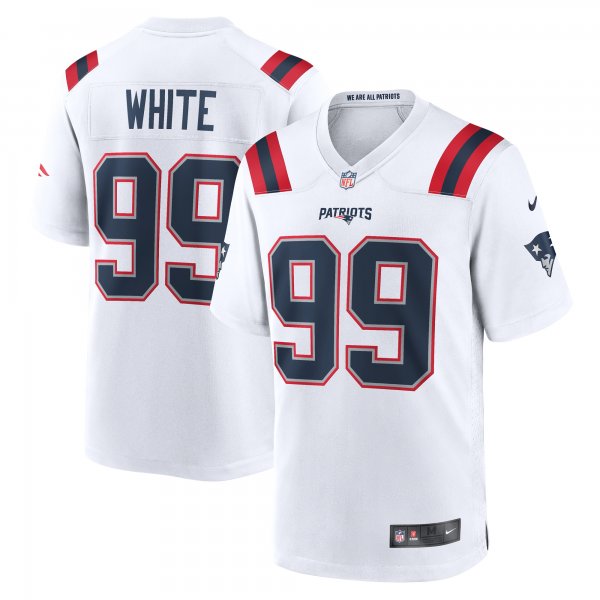 Men's New England Patriots Keion White Nike  White  Game Jersey