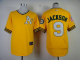 Mitchell And Ness Oakland Athletics #9 Reggie Jackson Yellow Throwback Stitched MLB Jersey