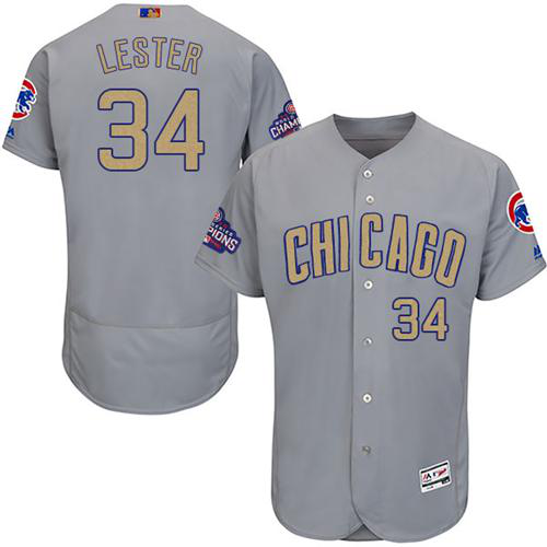 Chicago Cubs #34 Jon Lester Grey Flexbase 2017 Gold Program Stitched MLB Jersey