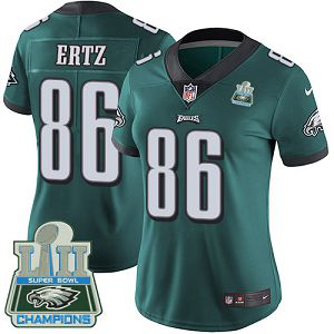 Nike Philadelphia Eagles #86 Zach Ertz Midnight Green Team Color Super Bowl LII Champions Women's Stitched NFL Vapor Untouchable Limited Jersey