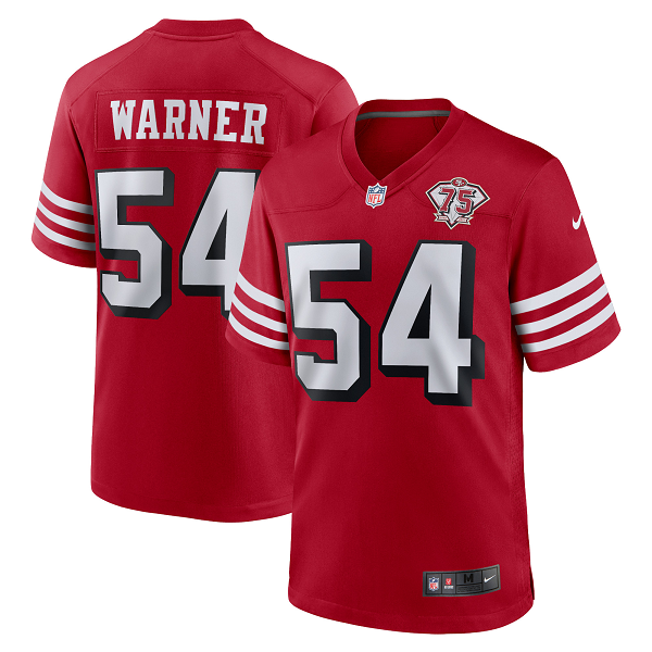 Men's San Francisco 49ers #54 Fred Warner Nike Scarlet 75th Anniversary Alternate Player Limited Jersey