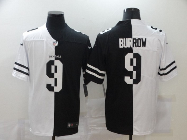 Men's Cincinnati Bengals #9 Joe Burrow White Black Peaceful Coexisting 2020 Vapor Untouchable Stitched NFL Nike Limited Jersey