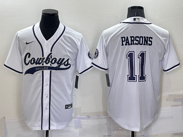 Men's Dallas Cowboys #11 Micah Parsons White Stitched Baseball Cool Base Jersey