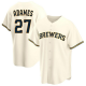 Men's Milwaukee Brewers #27 Willy Adames Cream MLB Cool Base Home Jersey