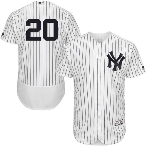 New York Yankees #20 Jorge Posada White Strip Flexbase Collection Stitched MLB Jersey