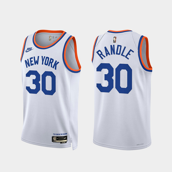 Men's New York Knicks #30 Julius Randle 2021-22 75th Anniversary City White Classic Edition NBA Jersey