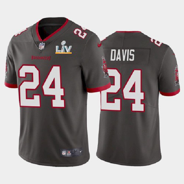 Men's Tampa Bay Buccaneers Carlton Davis Pewter 2021 Super Bowl LV Jersey