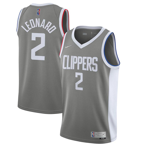 Men's Nike Los Angeles Clippers #2 Kawhi Leonard Gray NBA Earned Edition 2020/21 Swingman Player Jersey