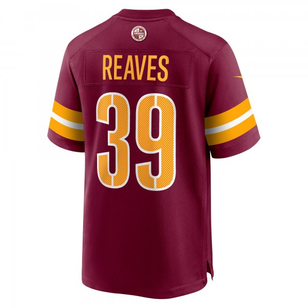 Men's Washington Commanders Jeremy Reaves Nike  Burgundy  Game Jersey