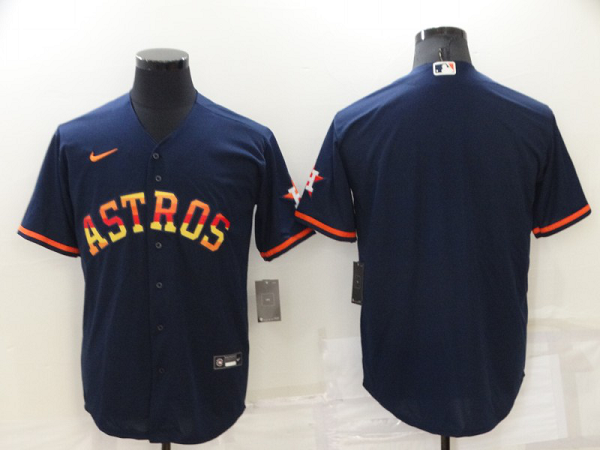 Men's Houston Astros Blank Navy Blue Rainbow Stitched MLB Cool Base Nike Jersey