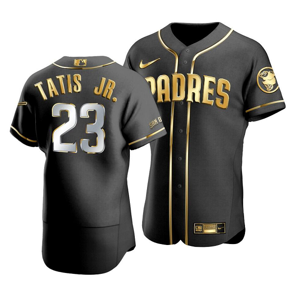 Men's San Diego Padres #23 Fernando Tatis JR. Black MLB Golden Edition Jersey