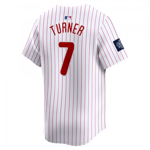 Men's Philadelphia Phillies Trea Turner Nike White 2024 MLB World Tour London Series Home Limited Player Jersey