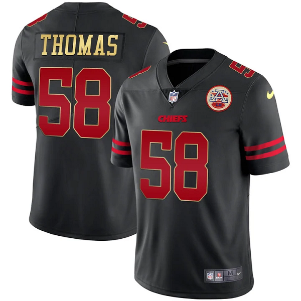 Youth Kansas City Chiefs #58 Derrick Thomas Black Gold Trim Vapor All Stitched Jersey