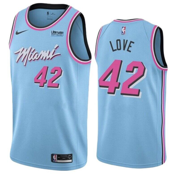 Men's #42 Kevin Love Miami Heat Vice Night City Edition Blue Jersey