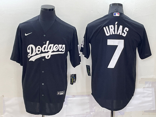 Men's Nike Los Angeles Dodgers #7 Julio Urias Black Stitched MLB Cool Base Jersey