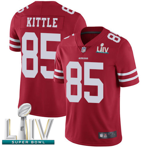 San Francisco 49ers #85 George Kittle Red Team Color Super Bowl LIV Bound Youth Stitched NFL Vapor Untouchable Limited Jersey