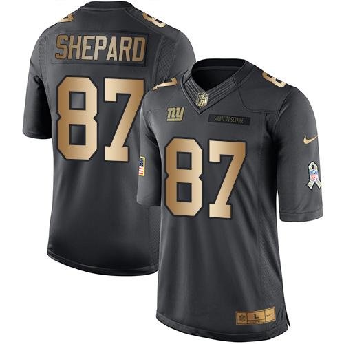 Nike New York Giants #87 Sterling Shepard Black Men's Stitched NFL Limited Gold Salute To Service Jersey