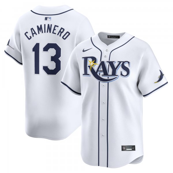 Men's Tampa Bay Rays Junior Caminero Nike White Home Limited Player Jersey