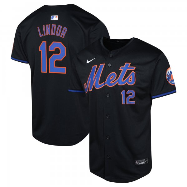 Youth New York Mets Francisco Lindor Nike Black Alternate Limited Player Jersey