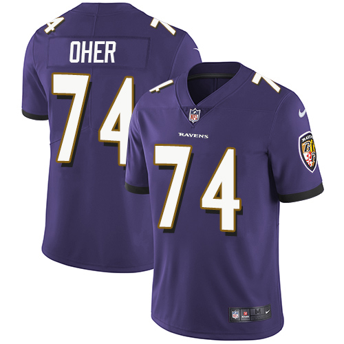 Men's Nike Baltimore Ravens #74 Michael Oher Purple Team Color Vapor Untouchable Limited NFL Jersey