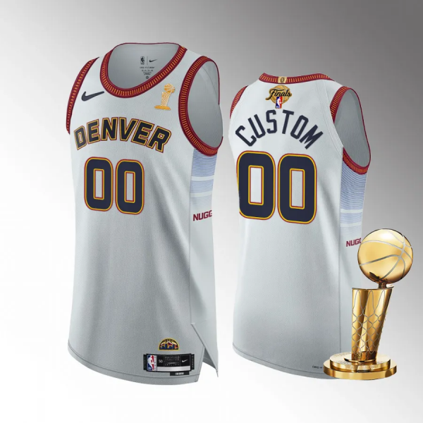 Men's Denver Nuggets Custom 2023 NBA Finals Champions White Jersey