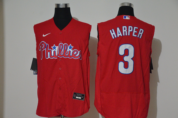 Men's Philadelphia Phillies #3 Bryce Harper Red 2020 Cool and Refreshing Sleeveless Fan Stitched Flex Nike MLB Jersey