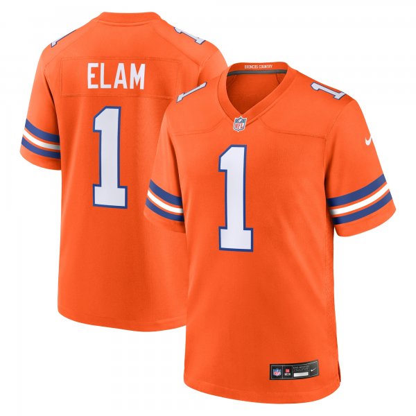 Men's Denver Broncos #1 Jason Elam Nike Orange Mile High Collection 1977 Throwback Retired Player Jersey