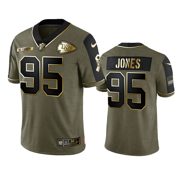 Kansas City Chiefs Chris Jones Olive Gold 2021 Salute To Service Men's Limited NFL Jersey