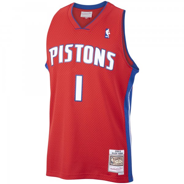 Men's Detroit Pistons Allen Iverson Mitchell & Ness Red  2008/09 Hardwood Classics Swingman Jersey